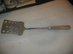 Vintage Spatula Flipper A&J Wood Handle Graduated Holes - Picture 1 of 7
