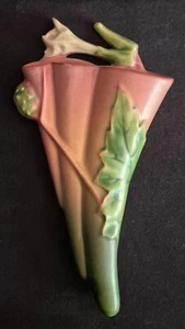 VINTAGE EHTF 1937 ROSEVILLE POTTERY PINK THORNAPPLE 1280-8" WALL POCKET MINT - Picture 1 of 8