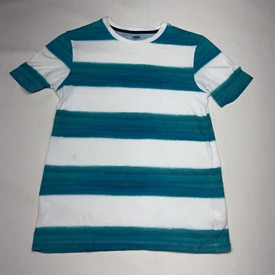 OLD NAVY White And Teal Thick Striped Beach Style T-Shirt Boys XL - Image 1 of 4