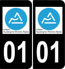 2 stickers style immatriculation AUTO noir et blanc 01 AUVERGNE RHONE ALPES
