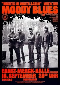 PÓSTER de Hamburgo Moody Blues "Noches en Blanco Satinado" Raro - Imagen 1 de 1