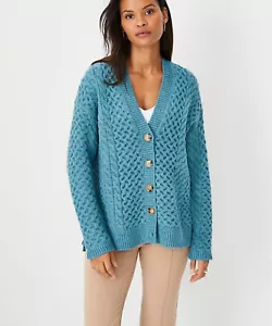 Cardigan rilassato Ann Taylor cavo misto taglia M/L nuovo con etichette - Foto 1 di 3