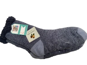 Muk Luks Slipper Socks Infused With Shea Butter Tall Blues sz L/XL Non Skid - Picture 1 of 4