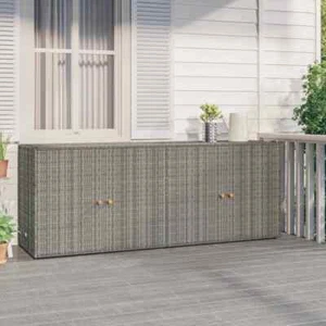 Gartenschrank 198x55,5x80cm Poly Rattan Haushaltsschrank Schwarz/Grau vidaXL - Bild 1 von 18