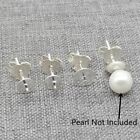 12prs of 925 Sterling Silver Flat Stud Earring Posts for Half Drilled Pearl
