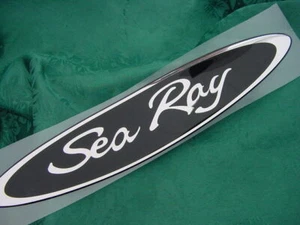 SEA RAY BLACK & CHROME 13" OVAL EMBLEM SEARAY HULL SIDE NEW! 13 x 2-3/4 EACH! - Picture 1 of 4