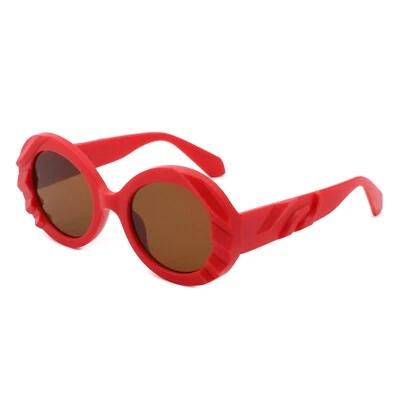 Elegantes gafas de sol redondas y gruesas ovaladas - Gafas esculpidas de moda para mujer Foto 1 de 4