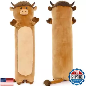 Tezituor 43" Cute Highland Cow Stuffed Animal,Soft Long Cow Plush Pillow Gift - Picture 1 of 5