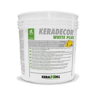 WHITE PLUS KERAKOLL PITTURA SEMILAVABILE TRASPIRANTE LT. 14 BIANCO SUPERCOPRENTE