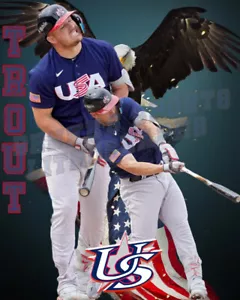 WBC USA Lithograph print of Mike Trout 2023 - Picture 1 of 1