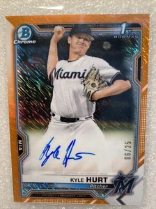 KYLE HURT 2021 Bowman Chrome Orange Shimmer Refractor Auto 06/50 - Picture 1 of 3
