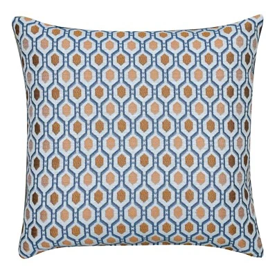Cosmo Diamond Geometric Cushion in Spice Orange and Navy Blue. 17x17" Sq' Cover - Image 1 of 3