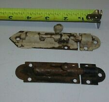 TWO OLD SLIDE BOLT DOOR / GATE LOCKS  ONE 4 IN. ONE 4 1/2 INCH.