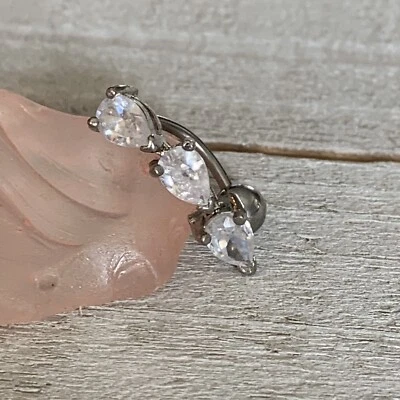 Anillo ombligo colgante de arriba hacia abajo con lágrima inversa 16 g Foto 1 de 3