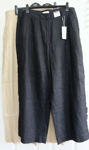 Ex M&S Pure Linen WIDE LEG High Waist PLEATED Trousers with Pockets - Picture 1 of 19