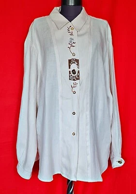 BLOUSE VINTAGE TARIDO TRACHTEN OKTOBERFEST DIRNDL TYROL LINEN WOMEN :US18/EU46 - Image 1 of 4