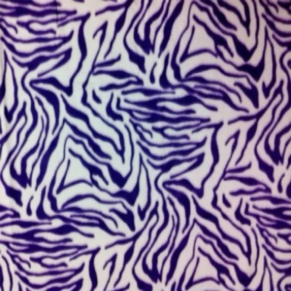Purple and White Zebra Stripes Print Fleece Fabric - 60" Wide - Sold by The Yard - Image 1 of 1