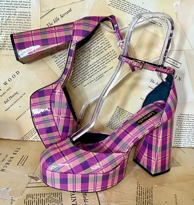 Anthropologie Larroude Ari Maryjane Bomba Plataforma Rosa Tostado Patente a Cuadros 10 NUEVO Foto 1 de 4