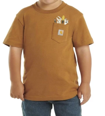 Camiseta Carhartt masculina manga curta ferramenta bolso gráfico, marrom, tamanho: 4T - Imagem 1 de 4
