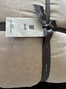 West Elm King Quilt Belgian Flax Linen Cotton Metallic NWT! Flax Color - Picture 1 of 7