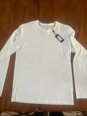 NWT RAG & BONE Shirt Mens Medium Off White Pullover Cotton T Shirt Long Sleeve - Image 1 of 4