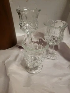 VTG Home Interiors 3 PC Stemmed Candle Holder Set Homco 1122-BD TULIP SCALLOPED - Picture 1 of 6