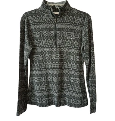 Columbia Women's Black Gray 1/4 Zip Pullover Fair Isle Print Long Sleeve Sz S - Image 1 of 4