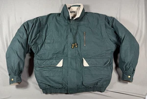 GANT Down Jacket Mens L Teal Green Cotton Nylon Insulated Puffer Coat Vintage 90 - Picture 1 of 11