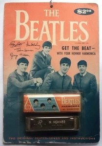 Beatles Unopened Still Sealed Harmonica in Box on Original Display Fold Out Card - Picture 1 of 2