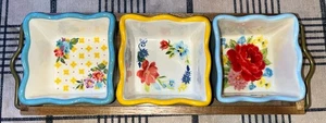 Pioneer Woman Sweet Rose Blooming Bouquet Spring Bouquet Stoneware Condiment Set - Picture 1 of 5