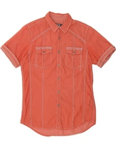 BKE Mens Short Sleeve Shirt Medium Orange Cotton DQ06 - Picture 1 of 3