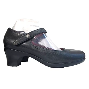 ABEO Biosystem Mary Jane Block Heel Clog Shoes Size 7.5 Black Goth Dark Academia - Picture 1 of 18