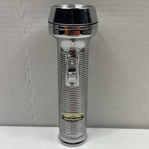 "Linterna vintage Ray-O-Vac Sportsman cromada acanalada 8"" funciona 2D retro" - Imagen 1 de 4