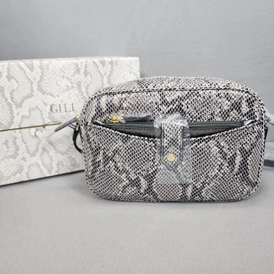 G.I.L.I. Bolso Bandolera de Cuero GILI Bolsa Extraíble Gris Piel de Serpiente - Nuevo en Caja Foto 1 de 4
