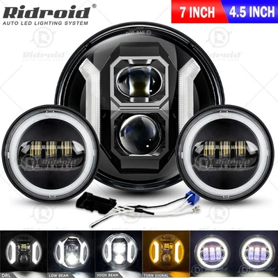 For Honda Shadow ACE 1100 VT1100C2 750 7" LED Headlight & 4.5" Passing Lights - Image 1 of 4