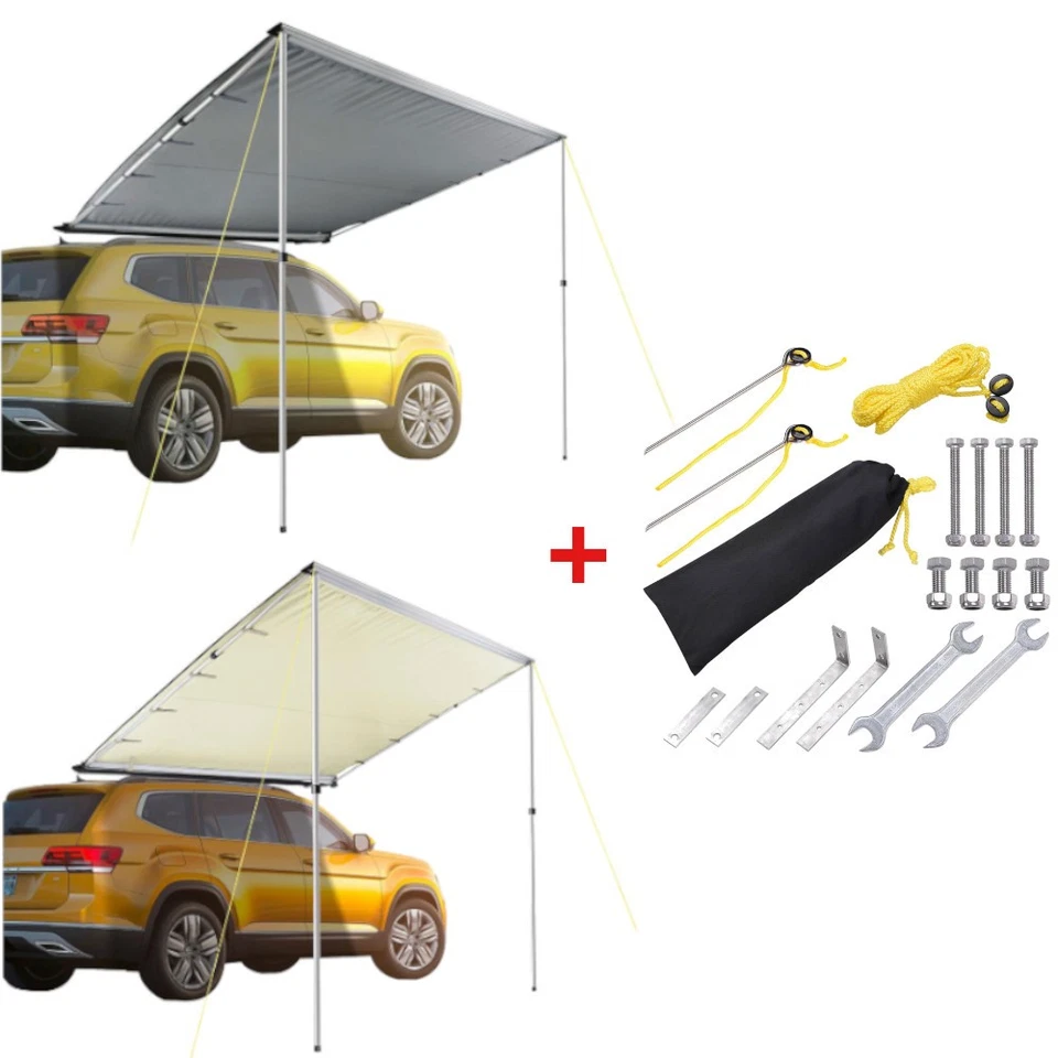 Toldo lateral para automóvil techo parasol SUV tienda exterior patio de pesca hogar barbacoa refugio Foto 1 de 1