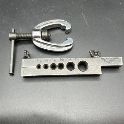 Vintage GlobeMaster Flaring Tool Die Block and Cone 65460 3/16" to 5/8" Italy - Image 1 of 4