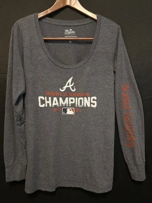 Atlanta Braves Womens 2XL 2021 World Series Champion Blue Long sleeve T-Shirt - Image 1 of 4