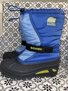 Sorel Boots 5 Blue Black Flurry Winter Snow Comfort Casual Waterproof Rubber * - Picture 1 of 12