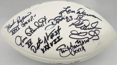 SB MVP's Signed White Wilson NFL Football 16 Sigs Joe Namath PSA/DNA AB10133 - Image 1 of 4