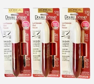 3 BLACK NOIR 570 L'Oreal Paris Double Extend Beauty Tubes Lash Extension Mascara - Picture 1 of 8