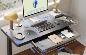 FLEXISPOT Elektrisch Höhenverstellbarer Schreibtisch 120/60schwarz,mit Schublade - Bild 1 von 8