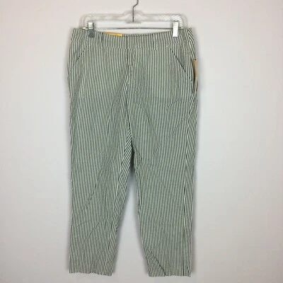 Pantalones al Tobillo MERONA Mujer Talla 8 Blanco Gris Rayas Tiro Medio Calce Clásico NUEVO Foto 1 de 4