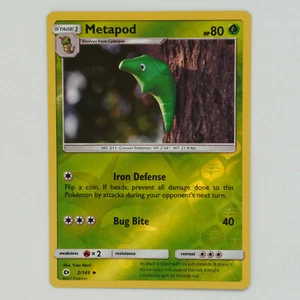 Metapod 2/149 Reverse Holo Uncommon Sun & Moon Pokemon Card - Picture 1 of 2