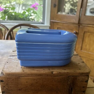 VTG Art Deco Hall China Westinghouse Blue Covered REFRIGERATOR Storage Dish - Picture 1 of 10