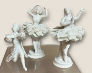 Set 3 statuine ballerine vintage in porcellana danza balletto - Foto 1 di 10