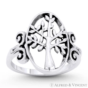 Tree-of-Life Knowledge Etz Chaim Religious Solid .925 Sterling Silver Charm Ring - Picture 1 of 1