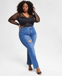 MSRP $99 Nina Parker Trendy Plus Size High-Waist Wide-Leg Jeans Blue Size 24W - Picture 1 of 1