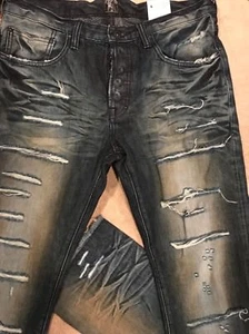 PRPS GOODS CO DEMON Super Slashed Creased Destroyed SLIM Jeans 34 x 35 Orig $300 - Picture 1 of 12