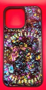 iPhone 14 Pro Max Slim Case, Glamorous Abalone Shell Design with Glitter Spark - Picture 1 of 7